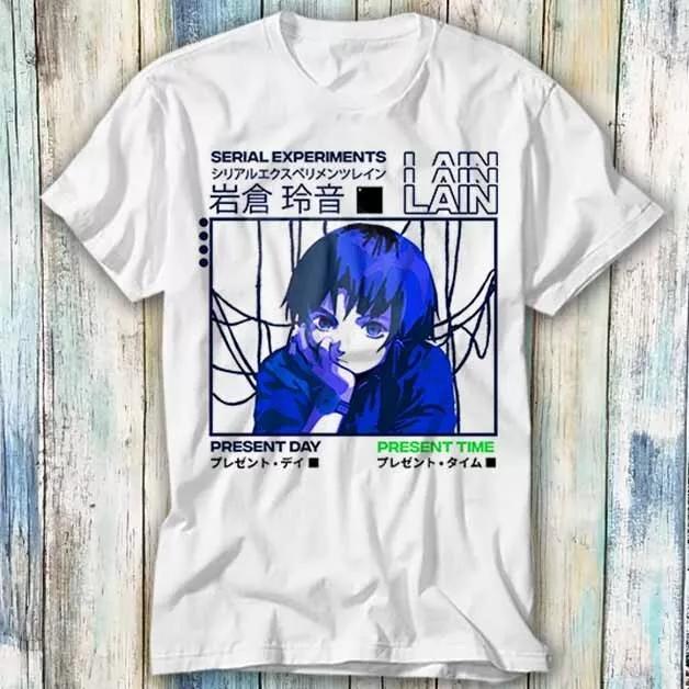 

100% cotton TOPS UNISEX TEES MENS WOMENS Serial Experiments Lain Japanese Anime Manga T Shirt Meme Top Tee 4XL белый