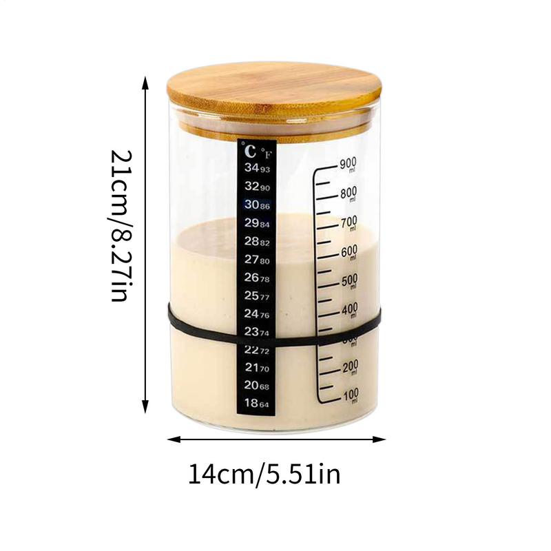 7Pcs Sourdough Starter Jar Kit with Scale 900ml Large Capacity Sourdough Starter Container Reusable Sourdough Fermentation Jar