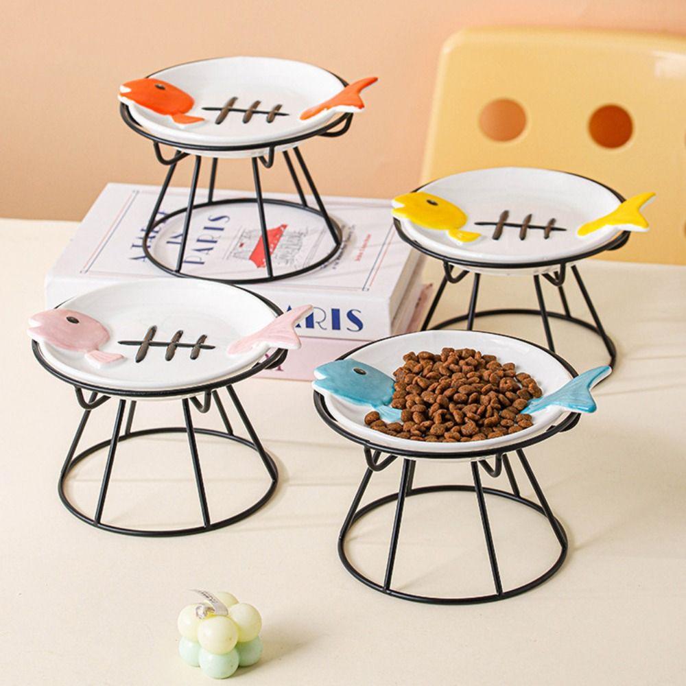 Ceramic Pet Food Water Bowl Cute Raised Pet Feeder Easy To Clean Pet Food Dispenser Pet Supplies