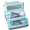 7 PCS Compass and Ruler Sets Triangle Ruler Protractor Rubber Student Exam Specific Ruler Box Set Ruler Set School Starts