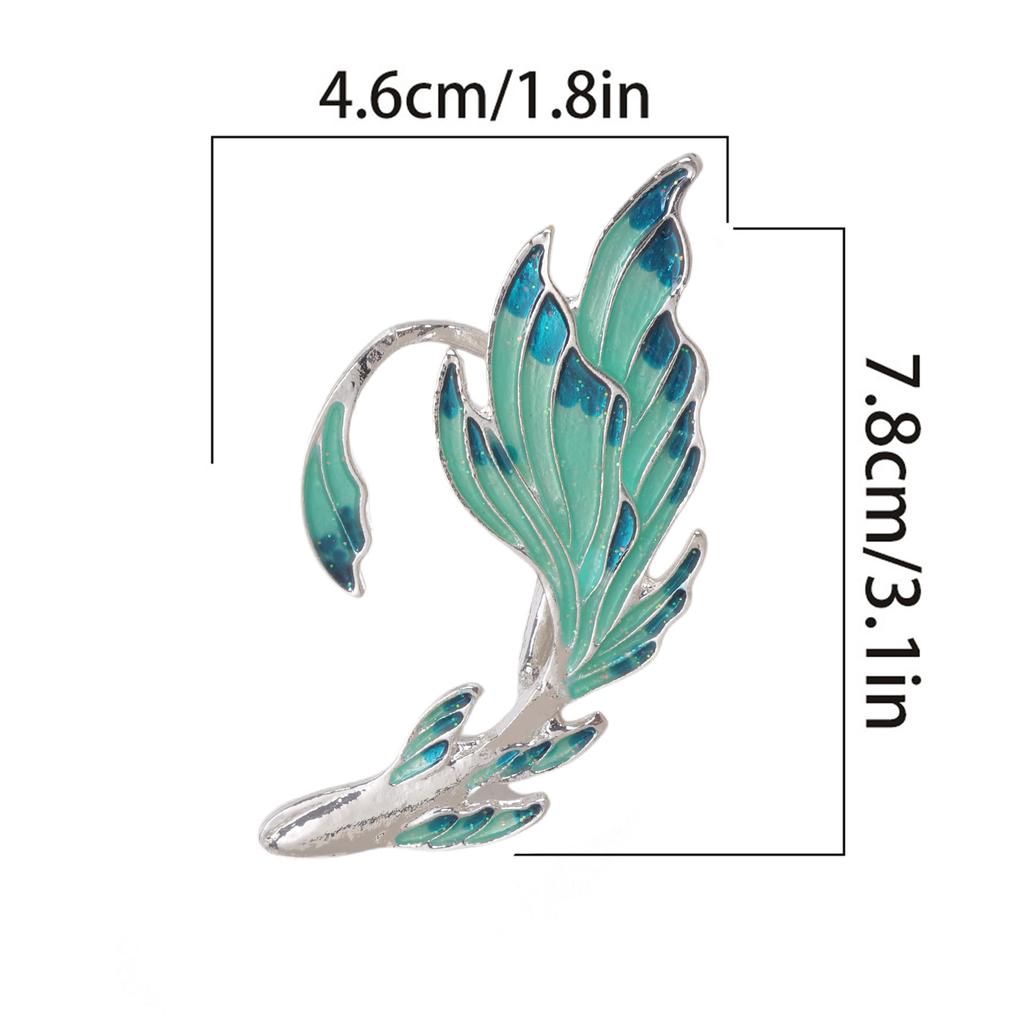 Elf Ear Cuff Earrings Gradient Blue Pierced Ear Wrap Studs Unique Gold-fish Shape Design Fashionable Jewelry for Girls