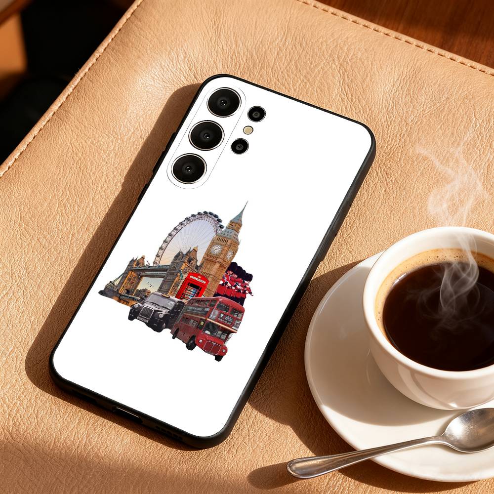 London Whispers Phone Case For Samsung S26,S25,S24,S21,S22,S23,S30,Ultra,S20,FE,Lite,10,9,Black Cover
