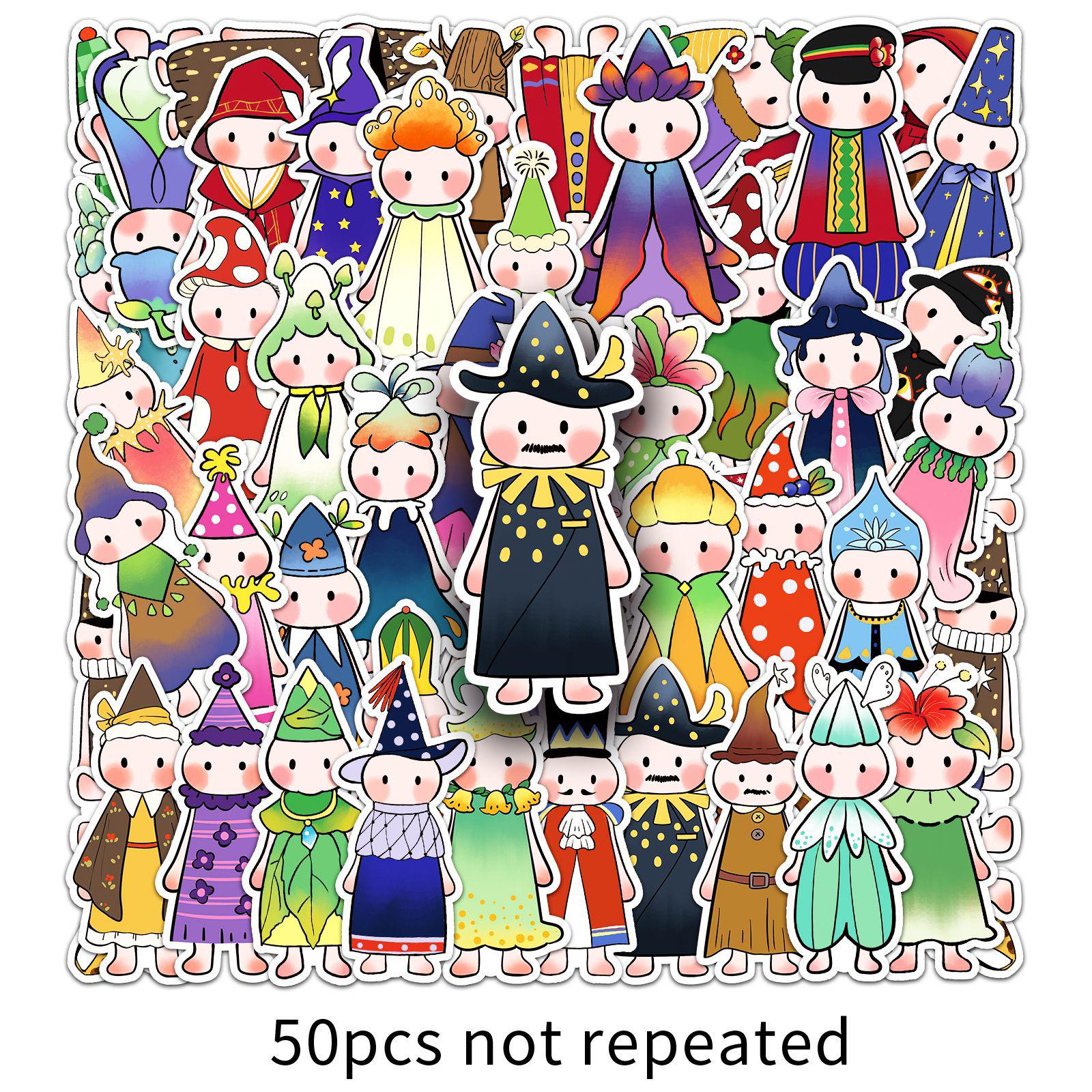50 Sheets Quirky Little People Decorative Stickers for Water Bottles, Skateboards, and Notebooks