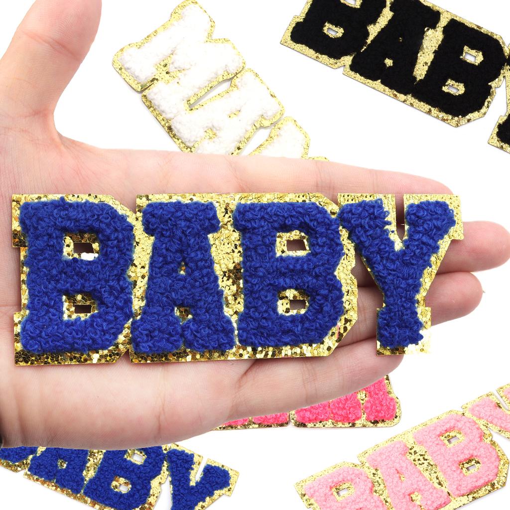 2pcs BABY MAMA Letter Patches Towel Embroidery Ironing Patches For DIY Crafts Clothing Jeans Applique Stickers Sewing Patches