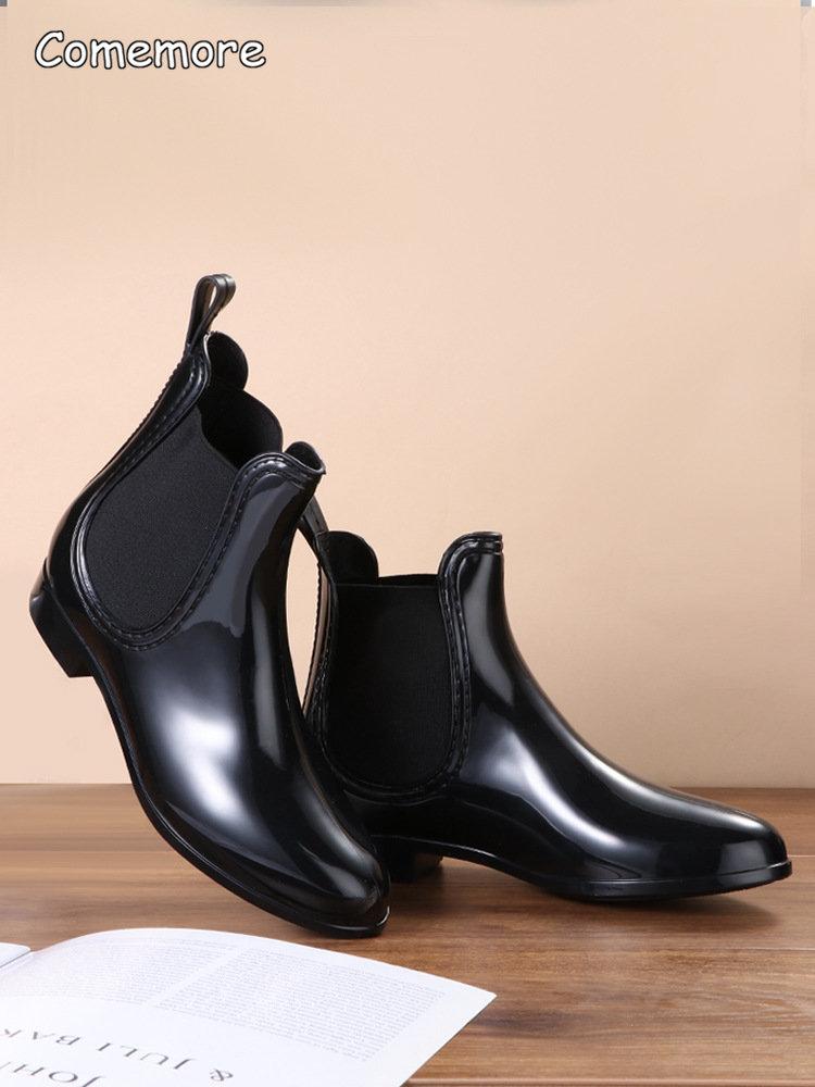 Fashion Comemore Rubber Rain Boots Women Waterproof Galoshes Shoe 2025 Ladies Fashion Apring Shoes Anti-Skid Ankle Boot Botas Femininas