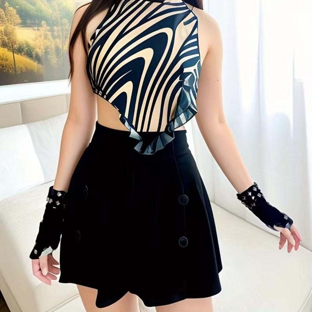 Hip hop Fingerless Gloves Rope Cross Short Arm Warmer Elastic Rivet Gloves  Cosplay