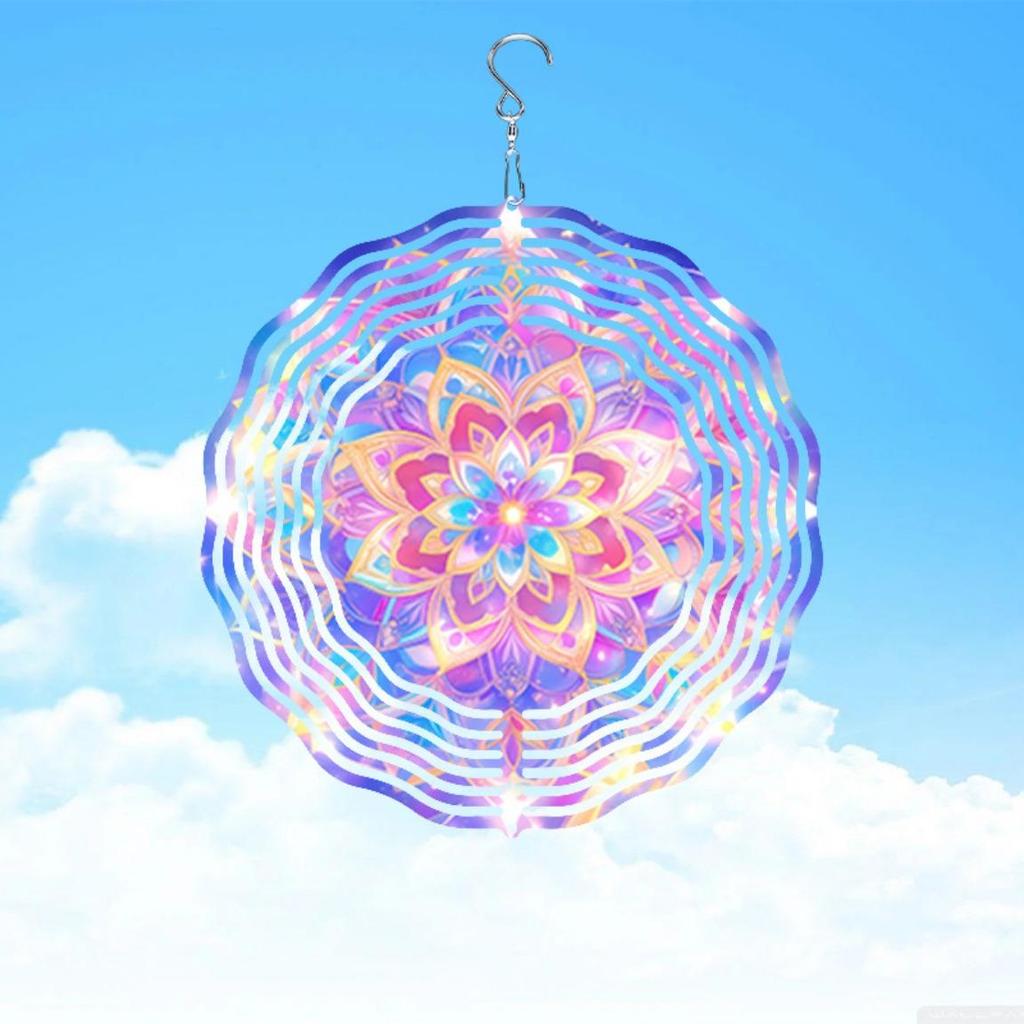 Charming Rainbow Star Pattern Wind Spinner 2D Metal Garden Decor for Outdoor Use Thanksgiving Christmas Decoration with 360 Rotating Hook Kinetic Wind