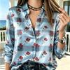 Womens Long Sleeve Satin Blouse Plaid Floral Mixed Print Lapel Button Up Casual Daily Office Wear Multi Color