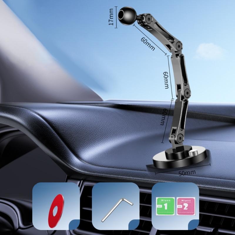 17mm Ball Head Stand Base Suitable for Truck Desktop Car Cellphone Holder Dashboard Mount Aluminum Alloy Adhesive Design