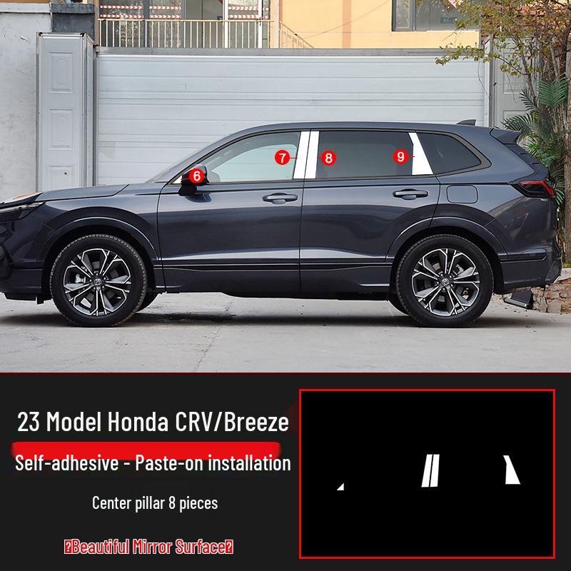 2023-2025 CRV Глянцевая Черная Нержавеющая Сталь Отделка Окон, Зеркальная Полировка, для Моделей Breeze Black Warrior