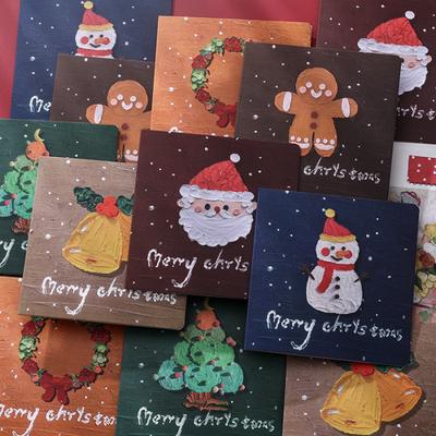 6pcs/packChristmas Greeting Card Cute Oil Painting Santa Claus Christmas Tree Snowman Gingerbread Man Card Invitation Card Holid
