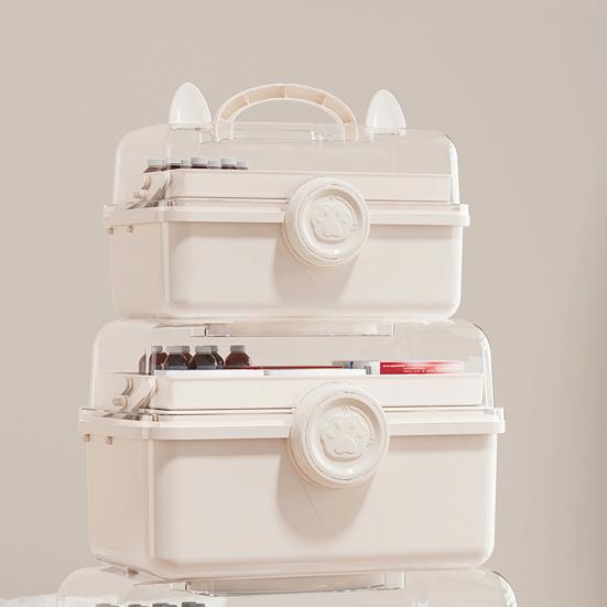 Household Medicine Storage Box with Safety Lock And Transparent Top Cover