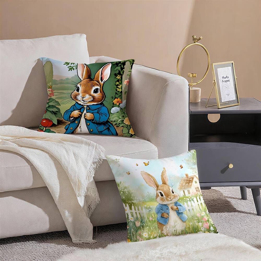 Cartoon Character Cute-Peter Rabbit-Smart Pillow Case Comfort Sofa Bed Silky Elegant Invisible Zipper Custom Decorative a