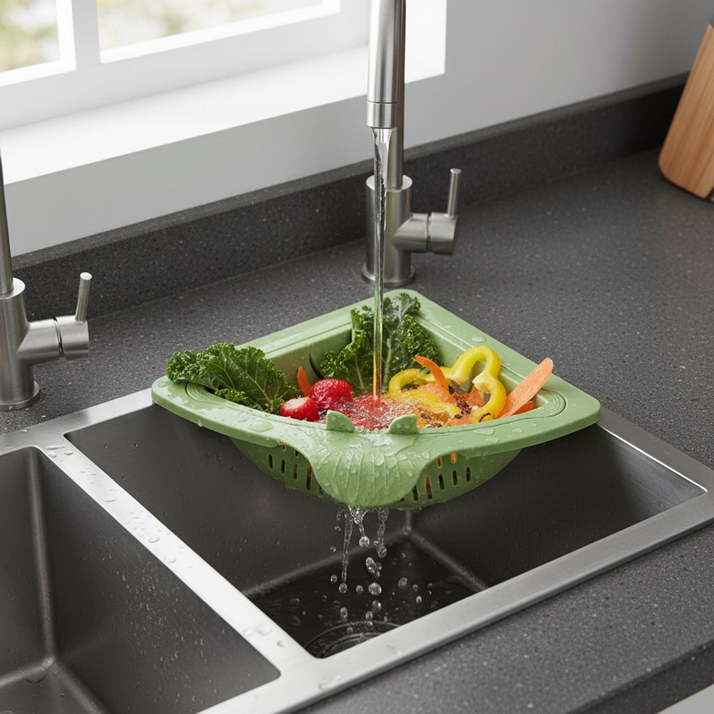 Kitchen Sink Drain Strainer Anti-Clog Food Catcher Triangular Sink Food Catcher Basket for Fruit Vegetable Noodle Washing Home