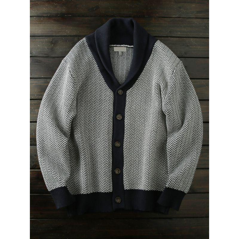 Nordic Orders Heavy Industry Jacquard Foreign Trade Tail Goods Men's Autumn and Winter Cotton Thickened Knit Cardigan Sweater Outerwear Tide