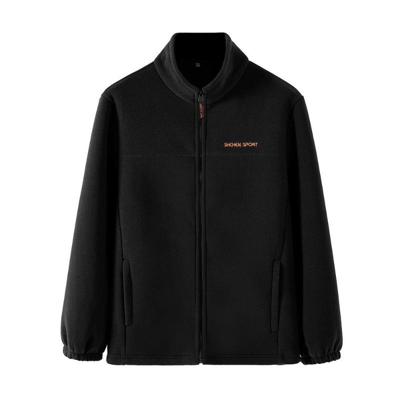 Automne Hiver Nouveau Style Col Montant Épaissi Veste Polaire Hommes Âgés d'Âge Moyen Veste Polaire Chaude Décontractée