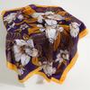New temperament purple lily square scarf spring and summer imitation silk elegant versatile flower silk scarf thin scarf sunscreen headscarf