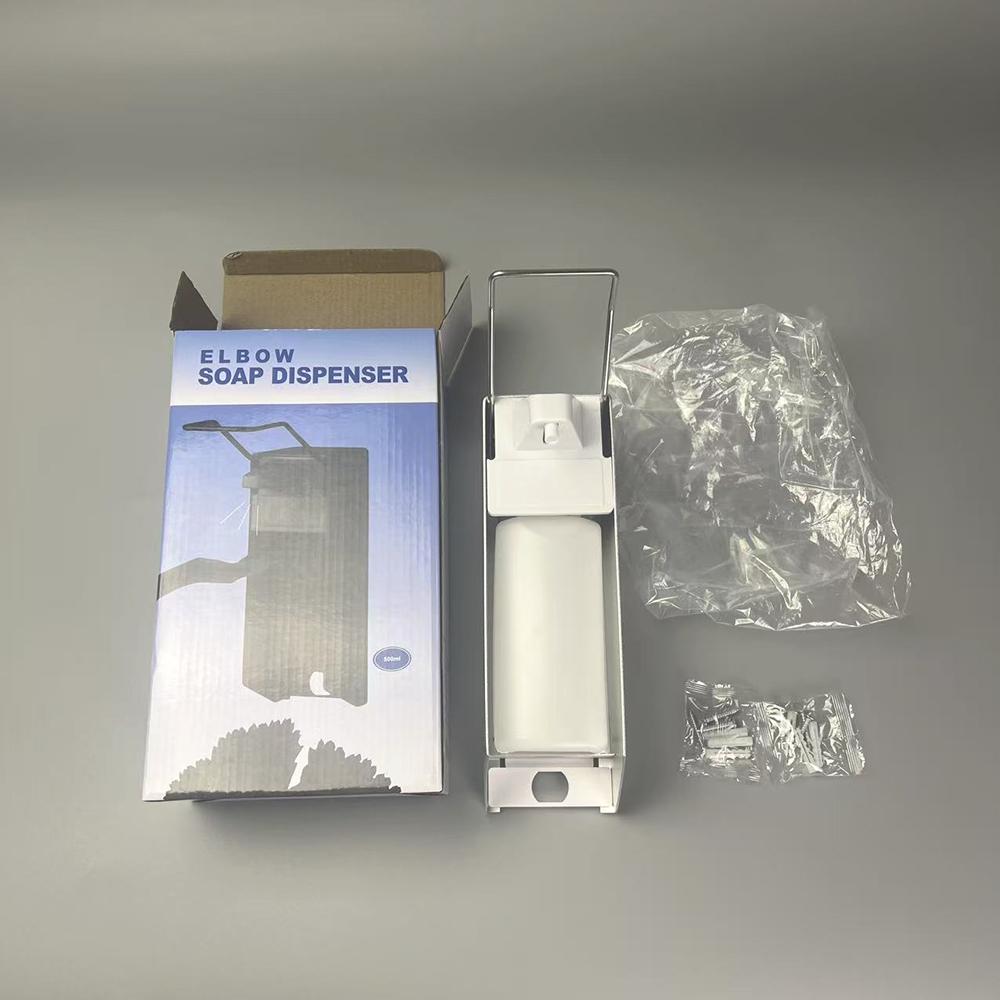 500ml Eco-Friendly Refillable Bottle Wall-Mounted Hospital Hotel Bathroom Commercial Hand Plastic Elbow Spray Soap Dispenser