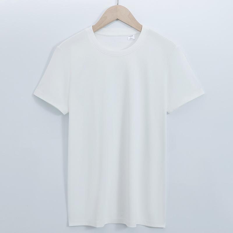

2026 High-Quality Double-Sided Liquid Ammonia Mercerized Cotton T-Shirt for Women, Summer Pure Cotton Versatile Round Neck Short Sleeve 155/80A（S） белый