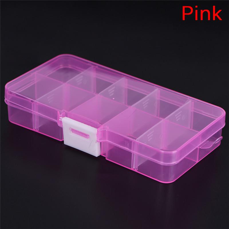Plastic 10 Slots Adjustable Jewelry Storage Box Case Craft Organizer Beads