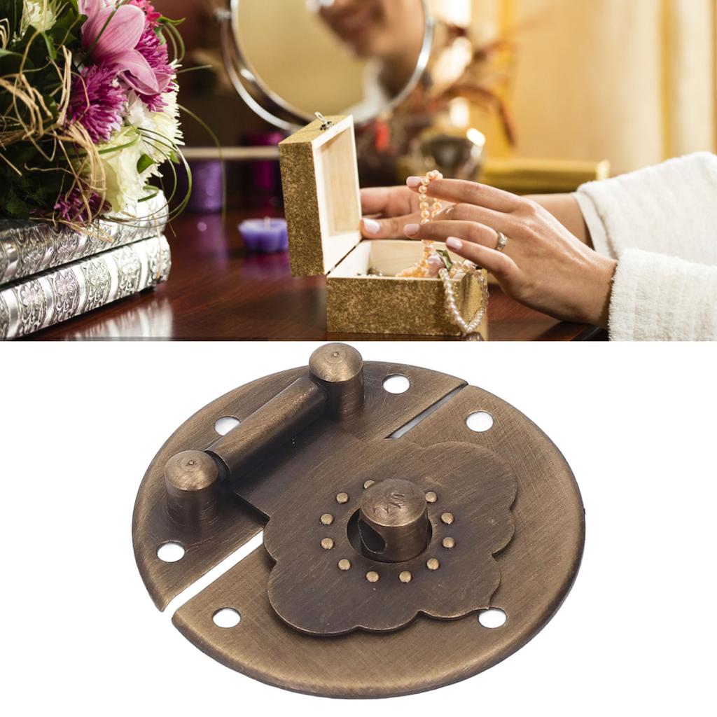 Round EmNaBossing Copper Hasp Retro Wooden Box Lock Clasp Decorative Hasps for Wedding Card Boxes Wine Boxes