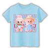 Summer LABUBU Pattern Children's T-shirt Cartoon Princess Skirt Labubu Printed Girl Round Neck Short Sleeve Casual Children's Top