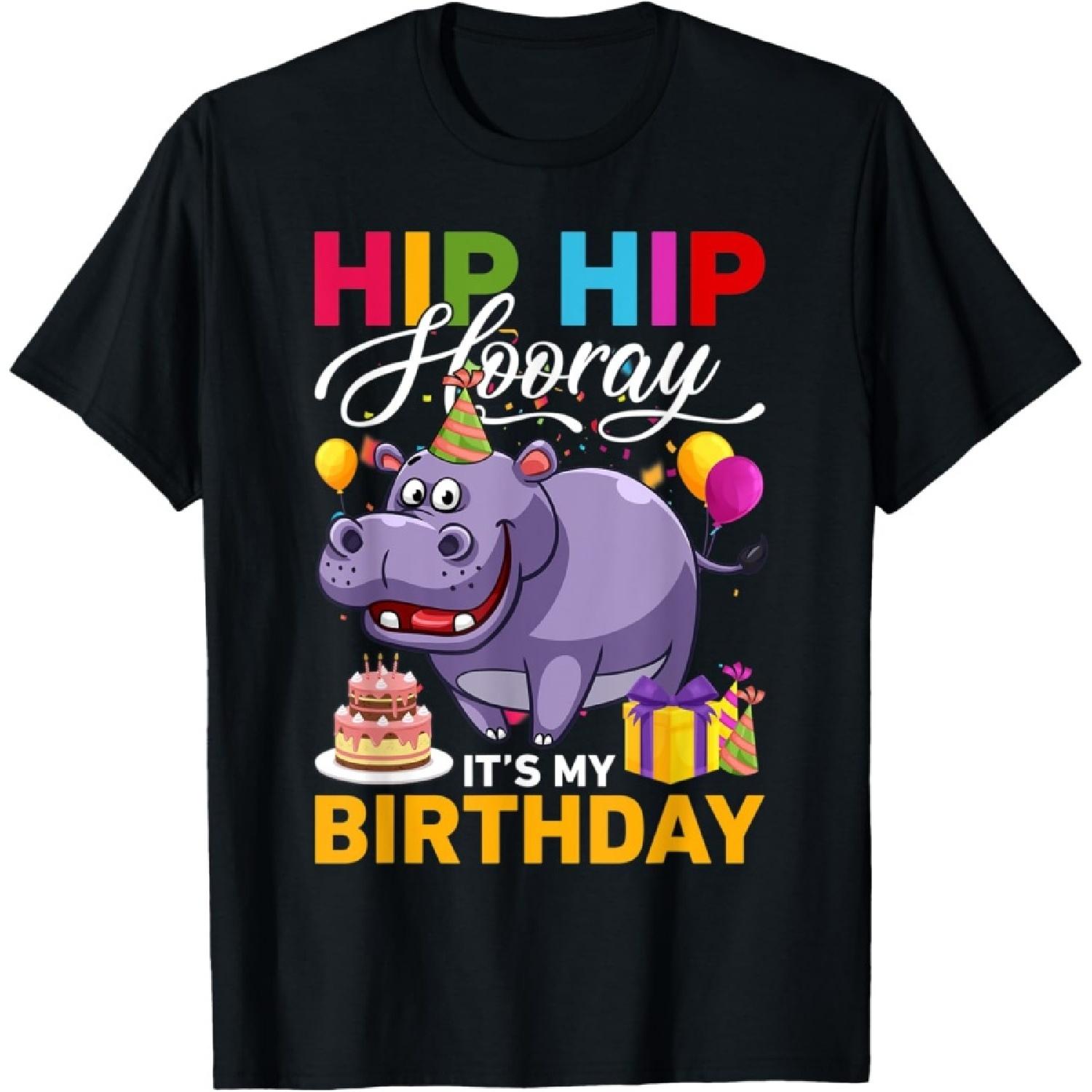 Funny Hip Hip Hooray It s My Birthday Hippopotamus Lovers T-Shirt S