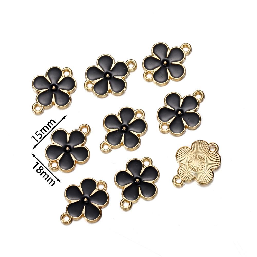 5Pcs/Lot Double Hole Alloy Enamel Flower Charms Pendants Jewelry Connectors for DIY Bracelet Earrings Necklace Jewelry Making