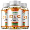 Vitamin D3 K2 Softgels 10000 IU 200 mcg 120 Count — Bone Health, Immune Support, Calcium Absorption
