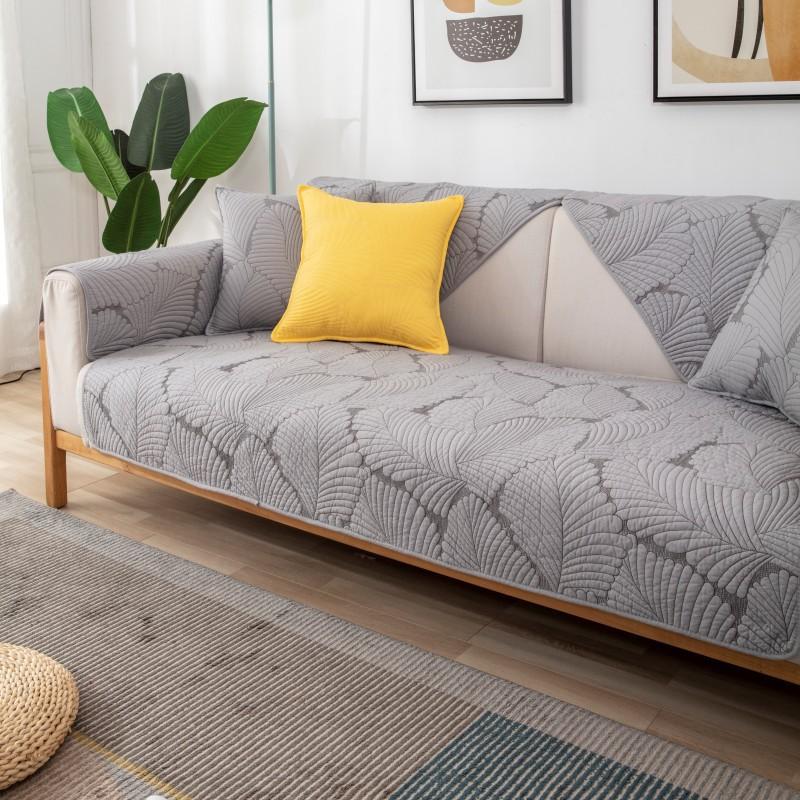Nordic Simple Solid Color Sofa Cushion Four Seasons Pure Cotton Fabric Non-Slip Cotton Seat Cushion Universal Modern Sofa Cover Towel