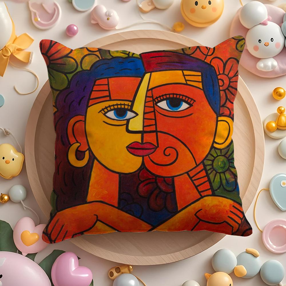 American Art P-Picasso Pillow Case Soft Plush Fabric Double-Sided Printed Cushion Cover Warm Winter Sofa Pillow Case