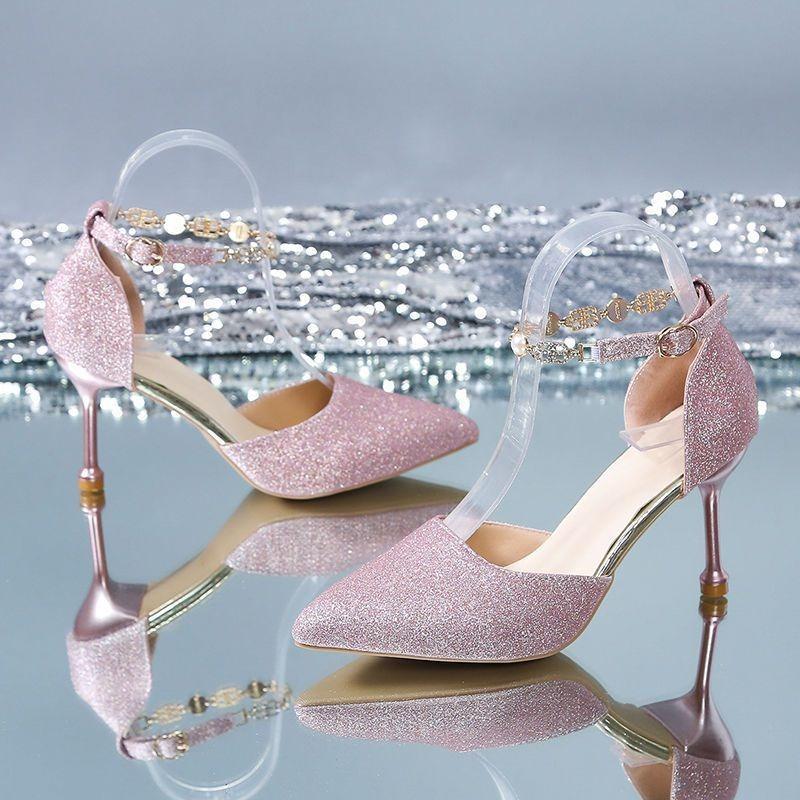 Fine Heel Design Sense Niche Sandals Summer New Silver High Heels Temperament Muse Fan Women's Single Shoes