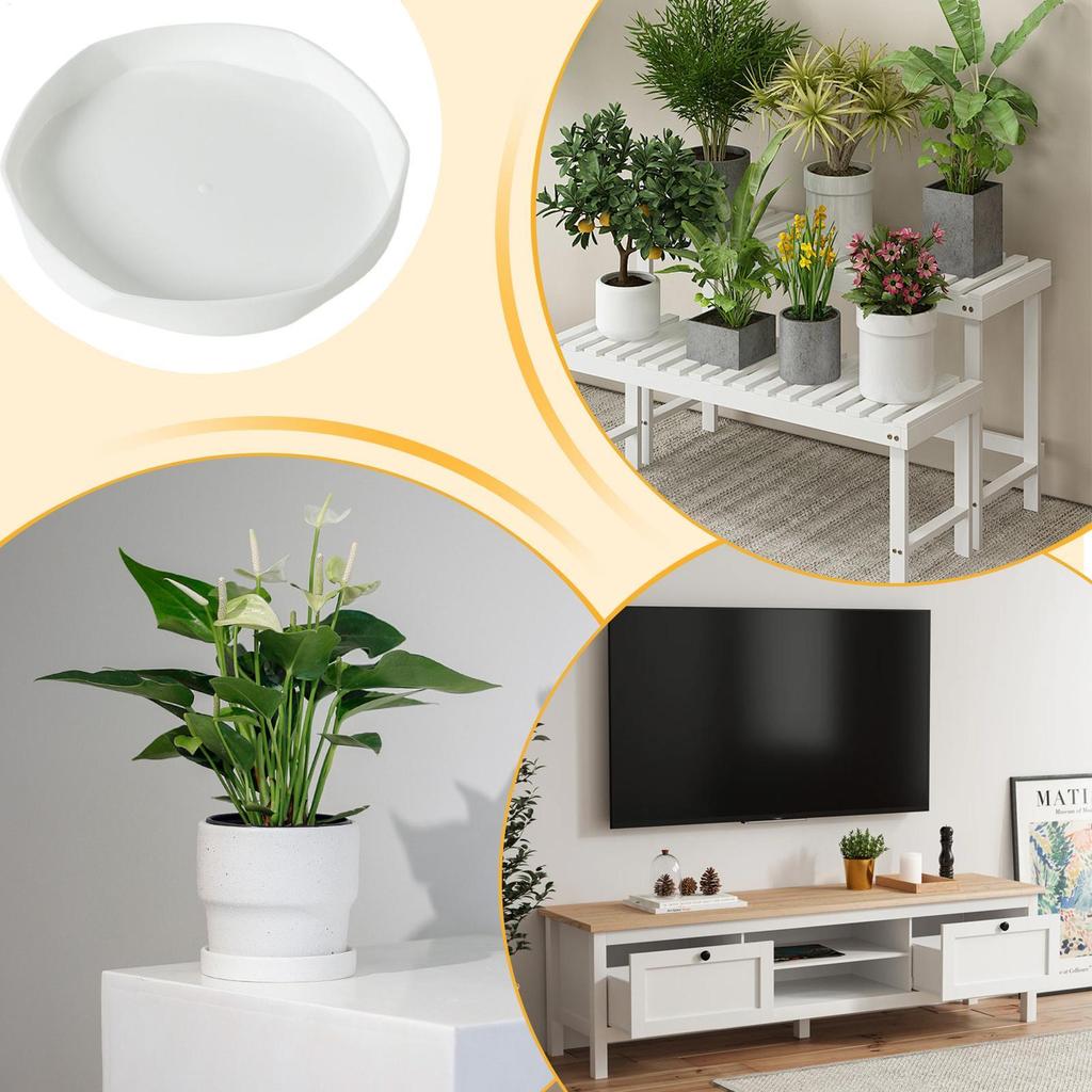Round Plant Saucer Tray Leak-Proof Drip Catcher Protect Floors & Furniture for Pots, Indoor Outdoor Garden Balcony Use