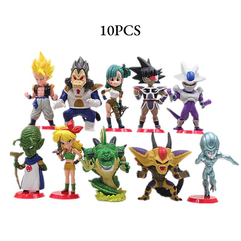 

10pcs Ball Dragon Goku Bulma Vegeta Action Figure Model Toy Set Home Decor Desk
