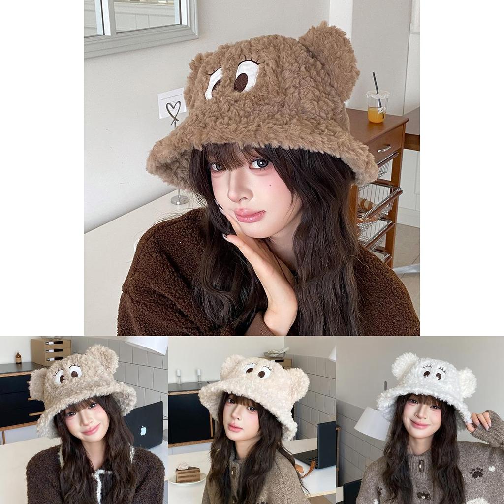 Cute Cartoon Eye Knit Fisherman Hat With Warm Windproof Function For Women And Teens