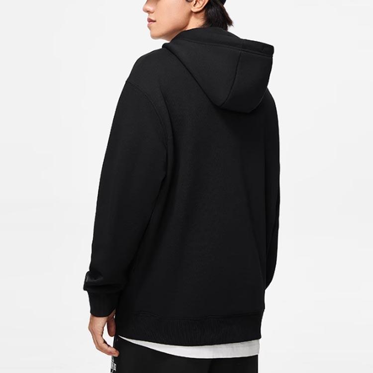 Li Ning Sports Lifestyle Series Lettered Hooded Fleece Pullover Long Sleeve Sweatshirt Men sweatshirt Black AWDTE39-1