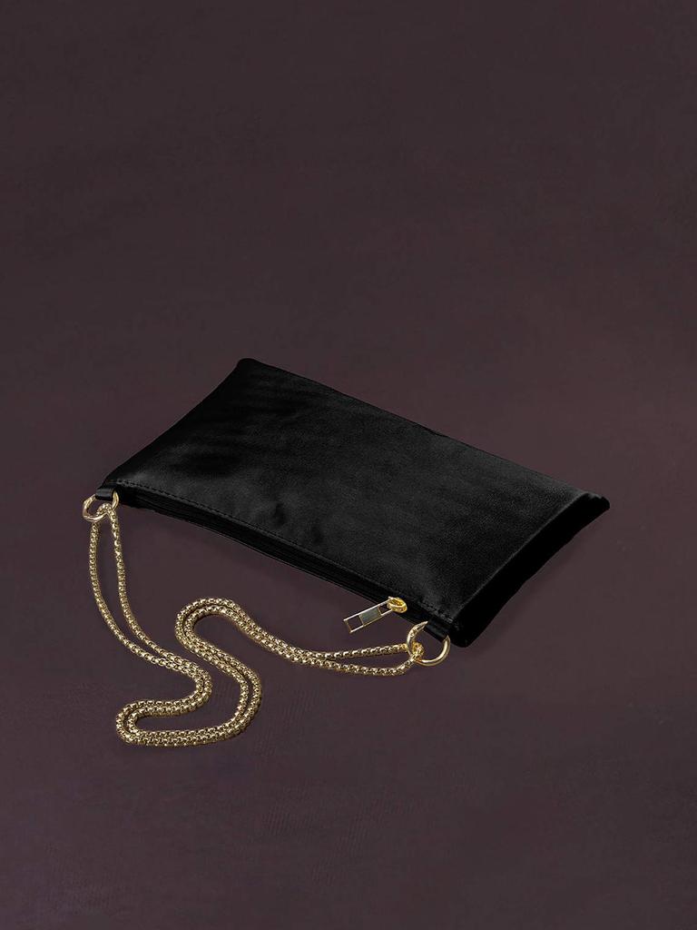 Borsa Sottobraccio da Donna in Raso con Catena - Elegante Pochette da Festa e Cena