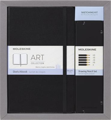 Moleskine Tvrdá Kreslicí sada Kreslicí blok Velký/A5, Obal, Černý; Sada tužek