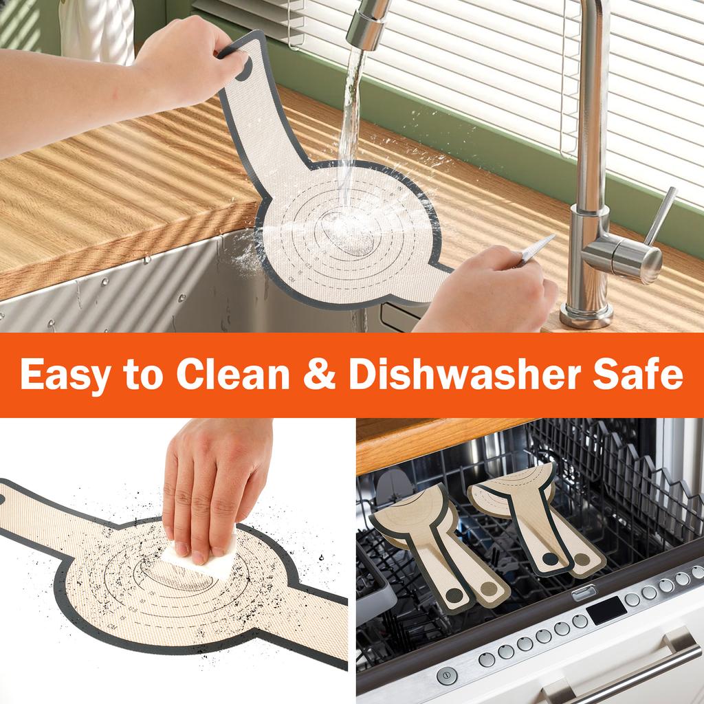 2 stk Silikonbrødmatte Langt håndtak Varmebestandig bakebrødslynge Surdeigsbakematter for deigbakst Cookie Kjøkkenverktøy