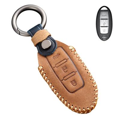 LETINGFAR Key Case, For Nissan, Smart Key Case, Key Cover, 3 Buttons, Genuine Leather,