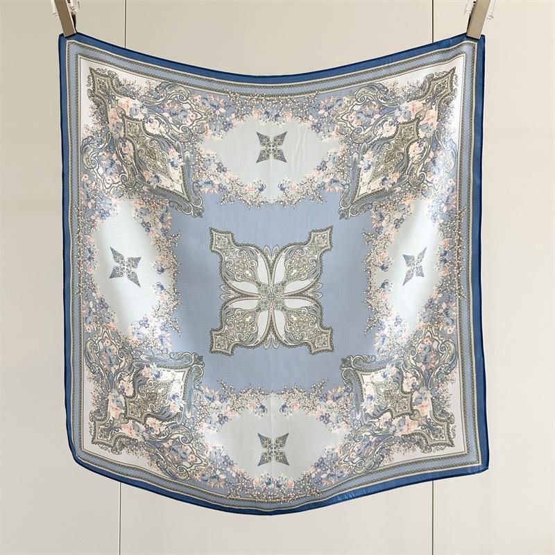 Silk satin medium square scarf mulberry silk retro paisley printed silk scarf premium commuter decorative scarf shawl
