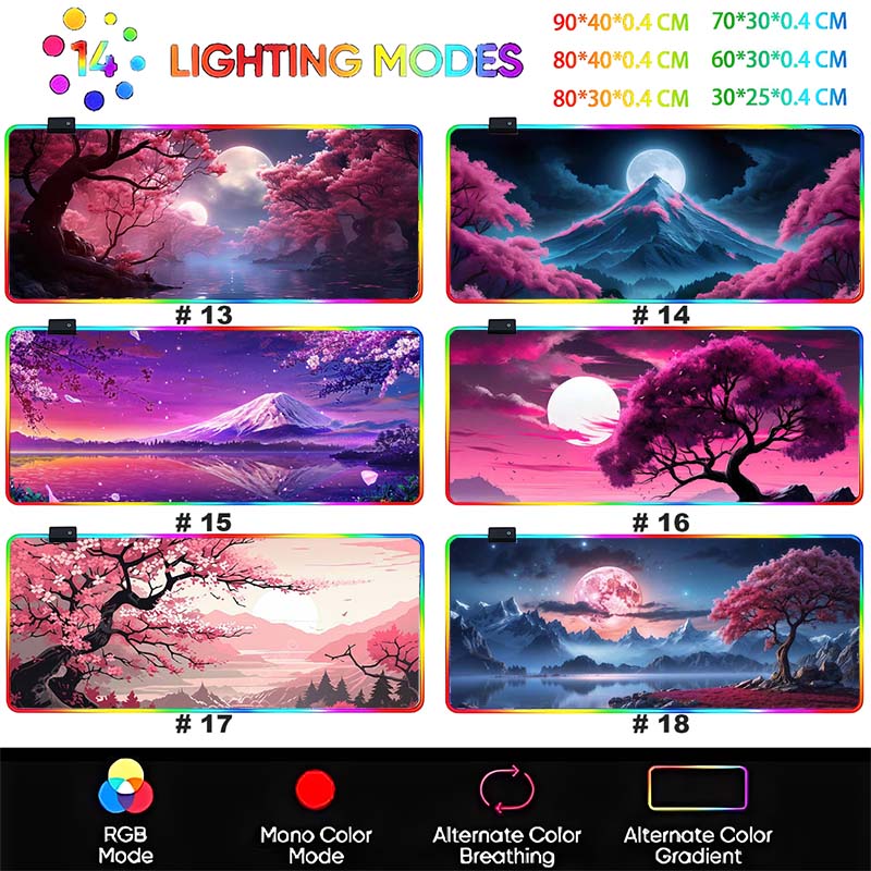 Sakura Scenery Moon Mousepad HD Printing Computer Gamers Desk Mat Locking Edge Non-slip Mouse Pad XXL Keyboard PC Desk Pads