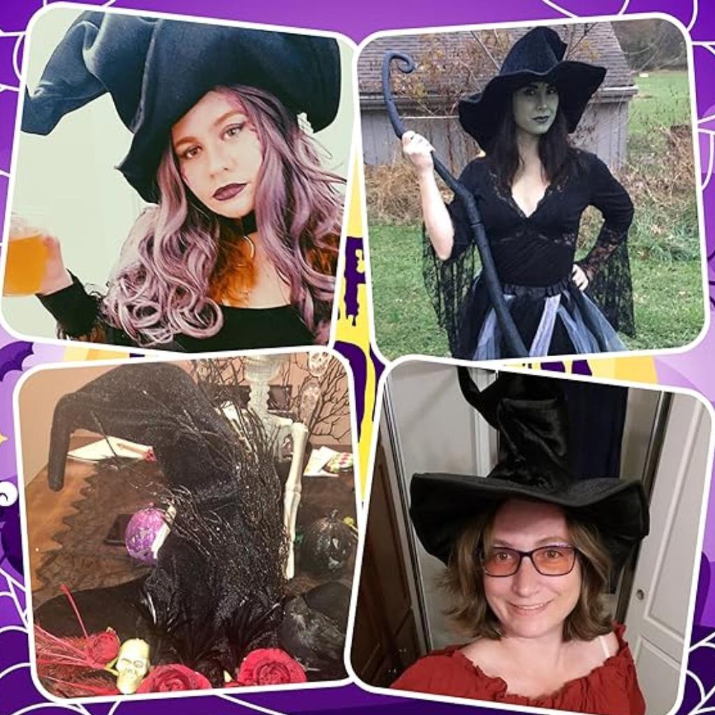 Halloween, Wrinkle Twist Magic Hat, High Quality, Thick Velvet Fabric, Witch Hat, COS Dress Up, DIY Lolita Hat