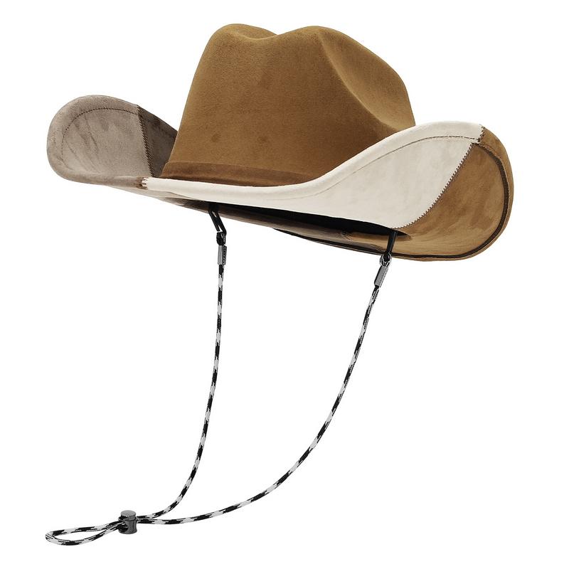 

GEMVIE Four Colors Patchwork Fedora Cowboy Hats for Women Men Wide Brim Cowgirl Felt Hat 56-58cm хаки