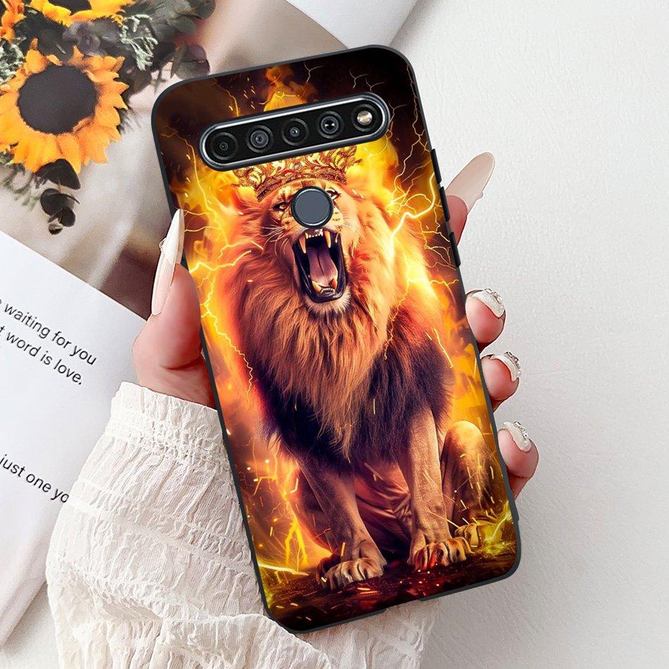 For LG K41S K51S 2020 Elegant Floral Cat Printed Phone Case For LG K41S K51S LM-K410 LM-K510 Black Silicone Soft Cases