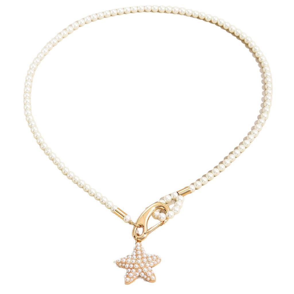 Summer Beach Starfish Sweater Chain Imitation Shijia Pearl Necklace Long Beaded Pentagram Long Necklace