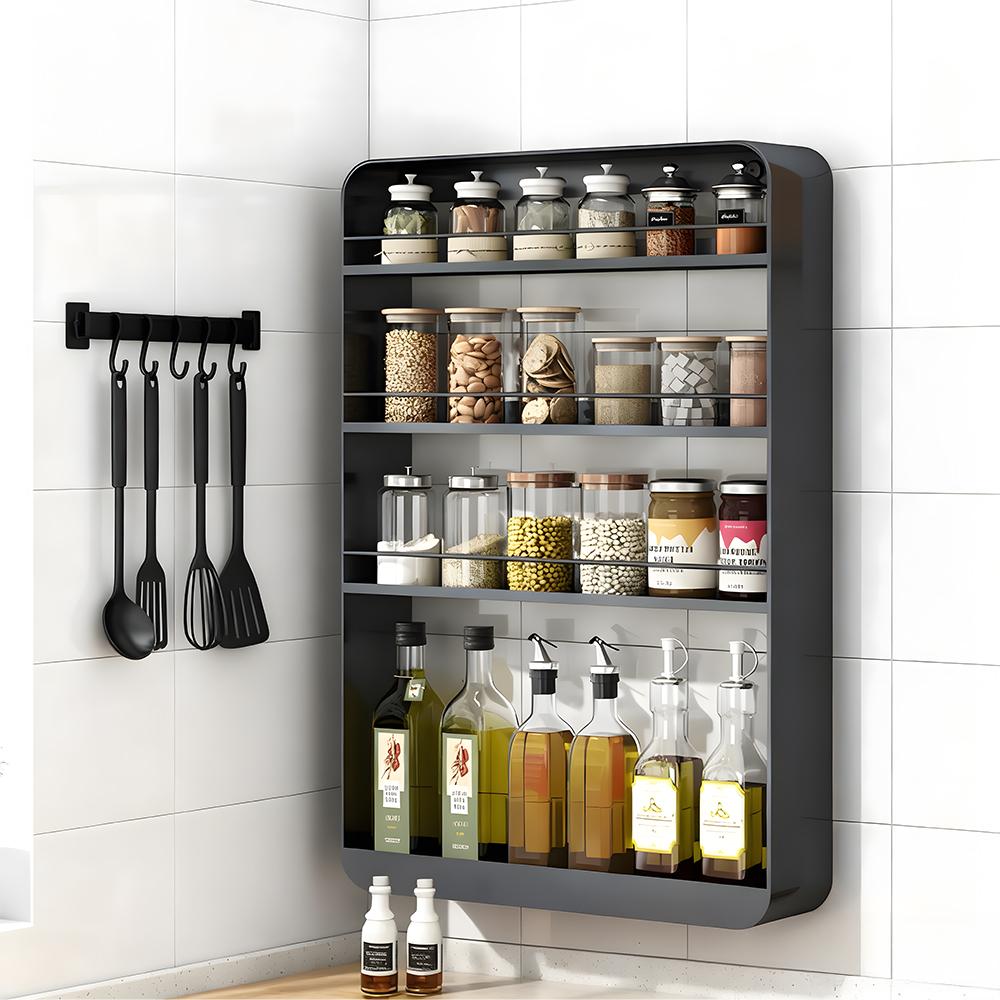 No-Drilling Wall-Mounted Kitchen Storage Shelf Multi-Purpose Storage Rack for Bathroom, Space-Saving Storage Organizer for Toiletries, Spices, Books