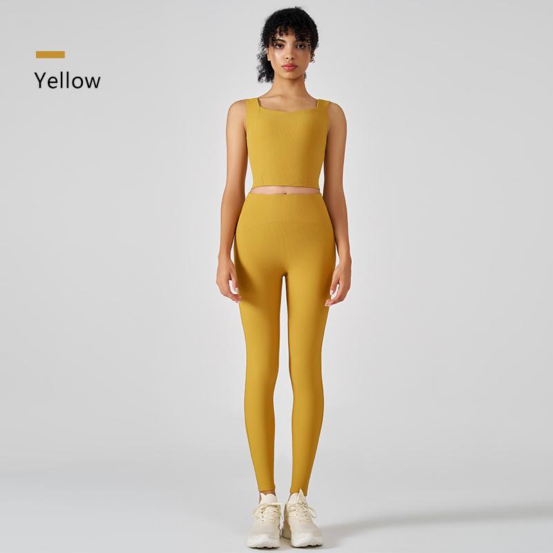 

Штаны для йоги для женщин, ребристый квадратный вырез, майка без рукавов, спортивная одежда для фитнеса S