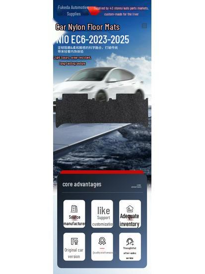 Compatible Nio EC6 Nylon Car Floor Mats (2023-2025), Removable, Full Coverage, Black, Dirt-Resistant.