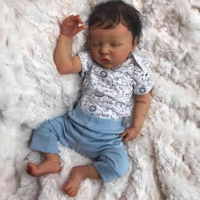 Bonecas Reborn Bebês Gêmeos B 18 Polegadas Dormindo Bonecas Recém-nascidas Realistas Corpo de Pano Macio Como Brinquedos de Bebê Menino Realistas para Crianças de 3 Anos ou Mais